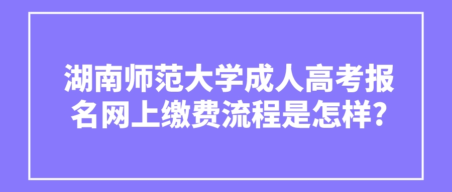 湖南师范大学成考报名网上缴费流程是怎样?